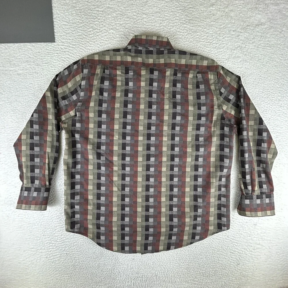 Norm Thompson Shirt Mens Large Plaid Button Down Casual Pocket Vintage Look